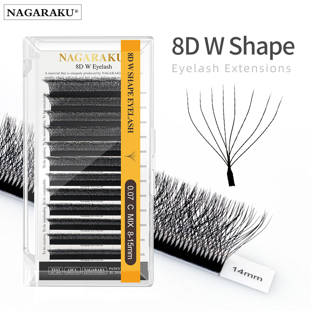 Eyelash Extension For Big Eyes - NAGARAKU 8D W Shape Big Bundle